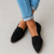 Elaine Toscanova | Suede Pointed-Toe Flat Loafers For Women