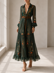 Eleanora Voss | Floral Embroidered Boho Maxi Dress For Women