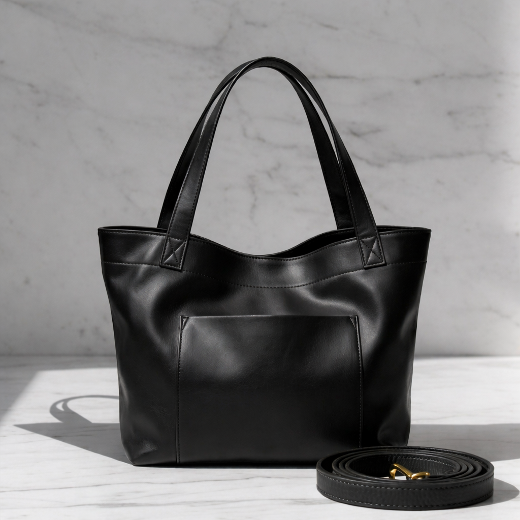 Aurinda Bellerose | Structured Leather Tote Bag in Burgundy