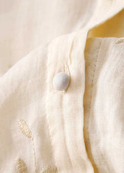 Florentine Wycliffe | Sage Green Floral Embroidered Blouse with 3/4 Sleeves