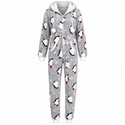 Cocoa Cuddle | Grey Penguin Print Christmas Pyjamas For Women