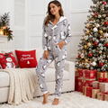 Cocoa Cuddle | Grey Penguin Print Christmas Pyjamas For Women