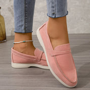 Marguerite Holloway | Grey Suede Slip-On Loafers for Women