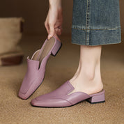 Henrietta Blackmoor | Purple Genuine Leather Square-Toe Mule