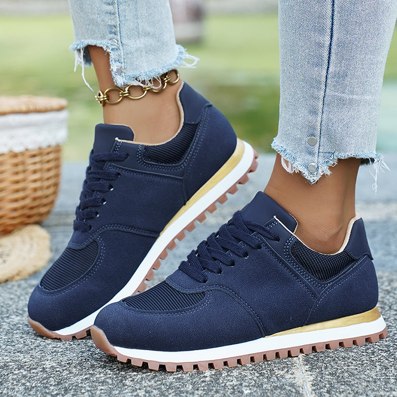 Stellan Hartcourt | Lace-Up Mesh Sneakers in Navy, Beige & Burgundy