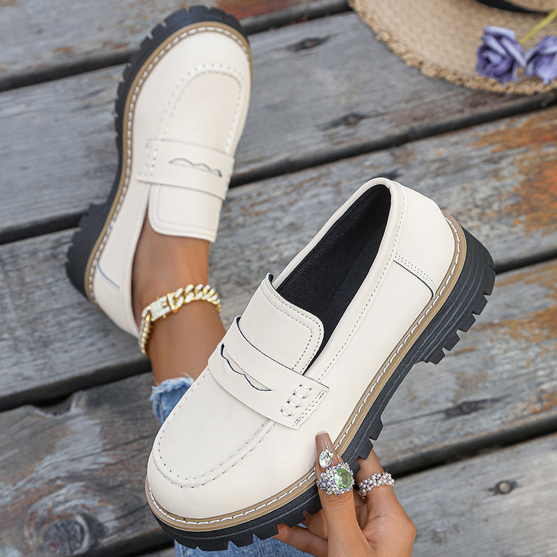 Claudine Merriweather | Tan Suede Platform Loafers