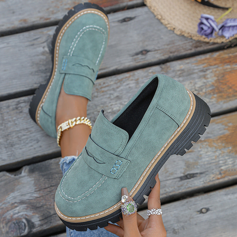 Claudine Merriweather | Tan Suede Platform Loafers
