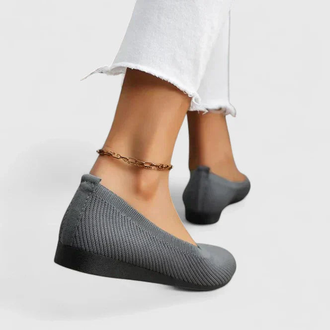 Elspeth Mourning | Black Knit Ballet Flats with Ergonomic Sole