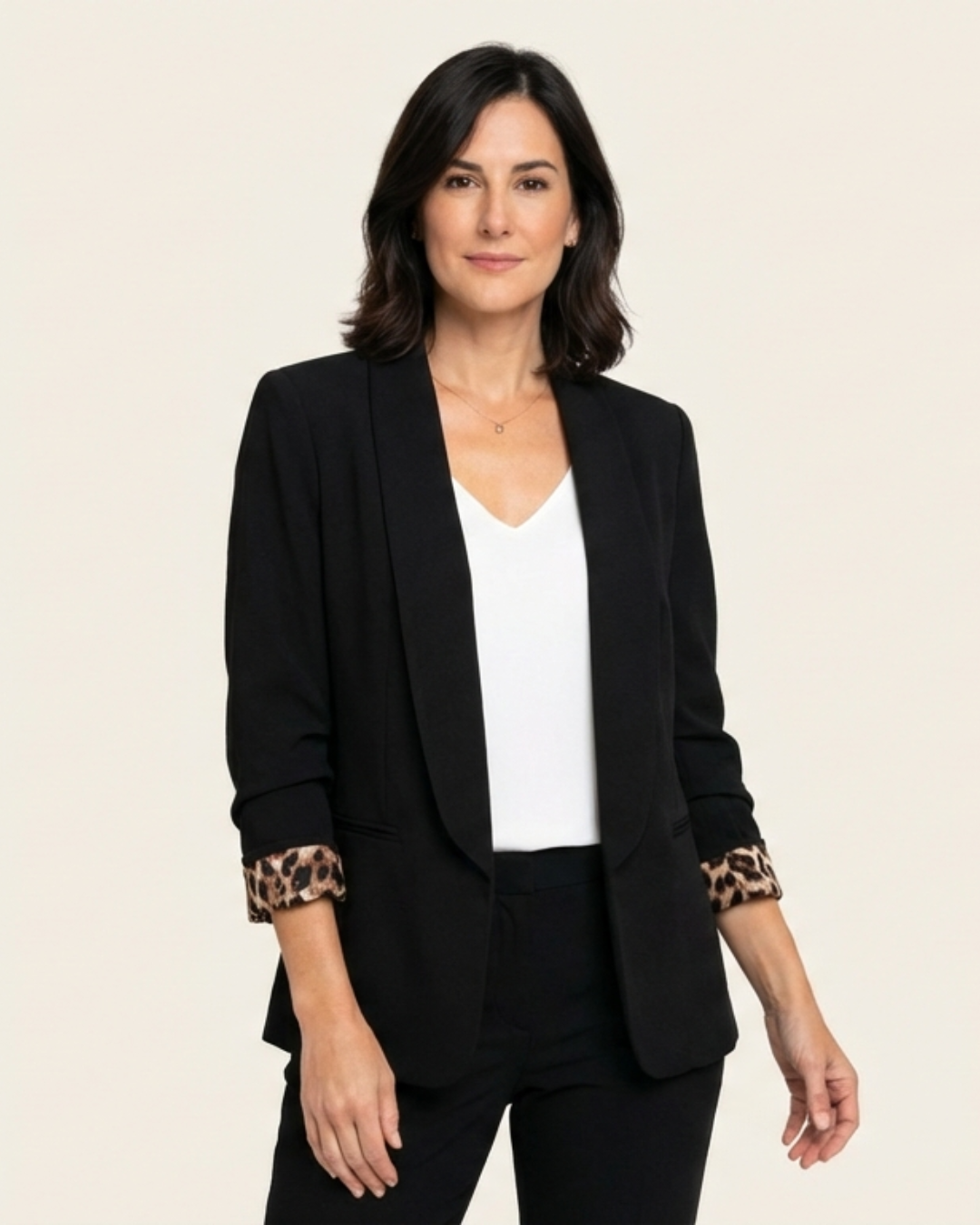 Sylvie Marchand | Leopard-Lined Tailored Blazer For Women