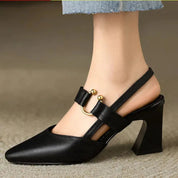 Aurelia Blackwood | Black Block Heel Slingback For Women