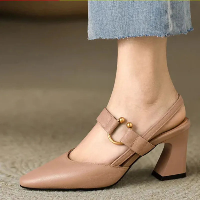 Aurelia Blackwood | Black Block Heel Slingback For Women