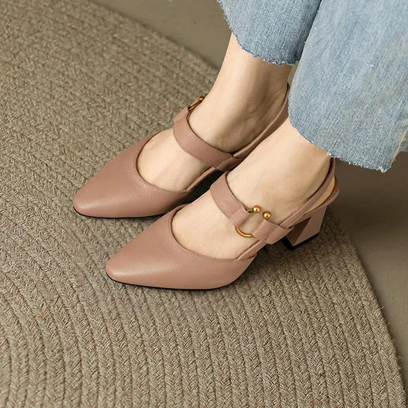 Aurelia Blackwood | Black Block Heel Slingback For Women