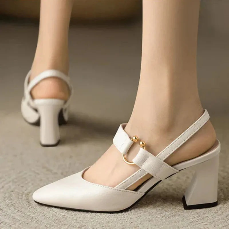 Aurelia Blackwood | Black Block Heel Slingback For Women