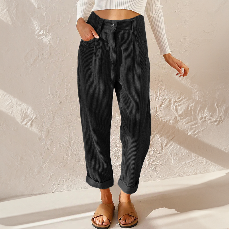 Estelle Carmontaine | High-Waist Corduroy Trousers in Mustard Yellow