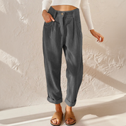 Estelle Carmontaine | High-Waist Corduroy Trousers in Mustard Yellow