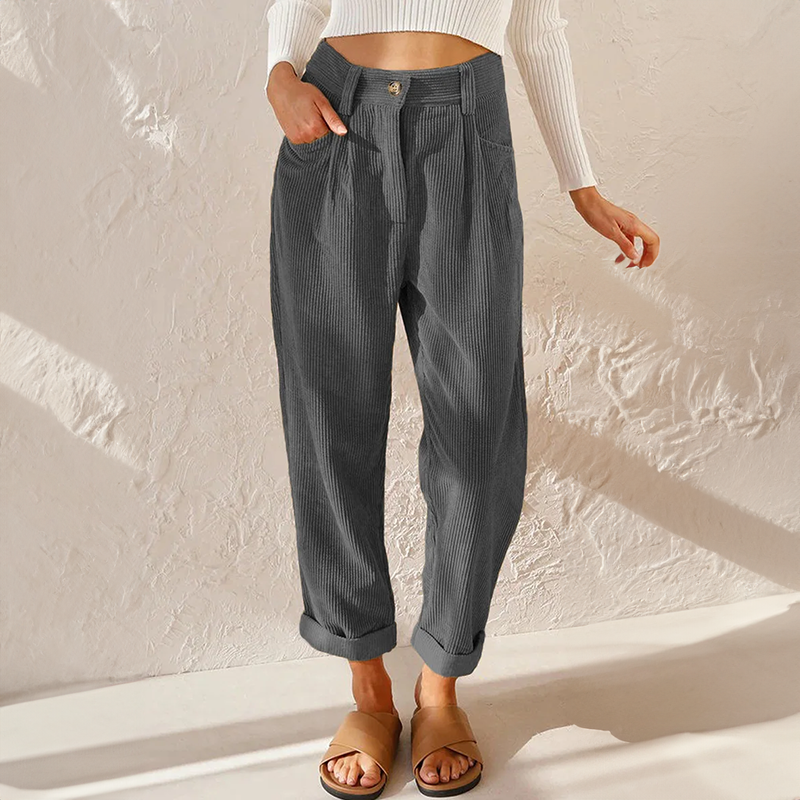 Estelle Carmontaine | High-Waist Corduroy Trousers in Mustard Yellow
