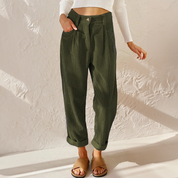 Estelle Carmontaine | High-Waist Corduroy Trousers in Mustard Yellow