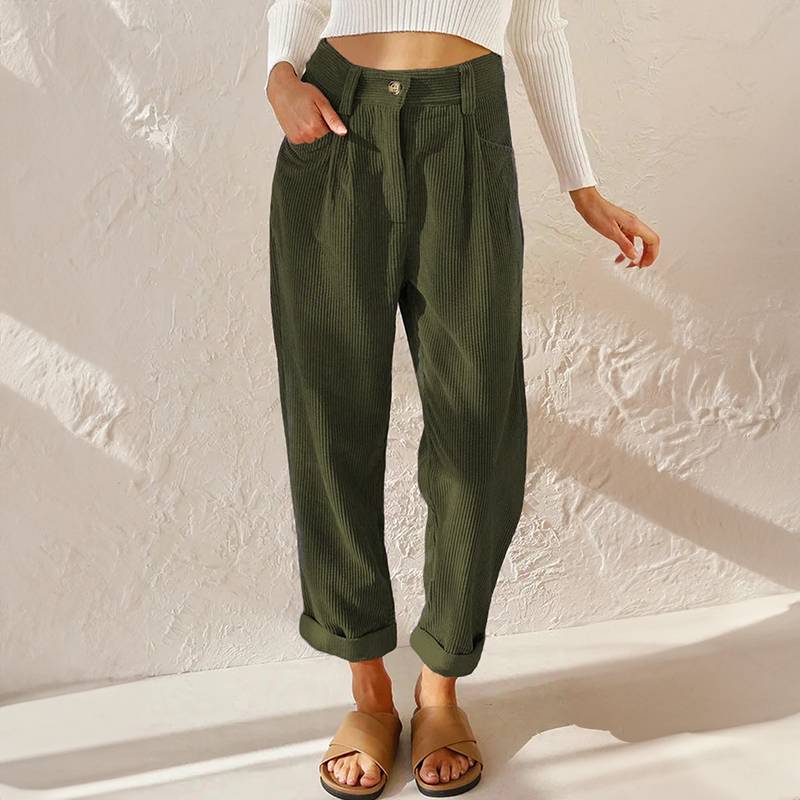 Estelle Carmontaine | High-Waist Corduroy Trousers in Mustard Yellow