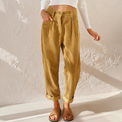 Estelle Carmontaine | High-Waist Corduroy Trousers in Mustard Yellow