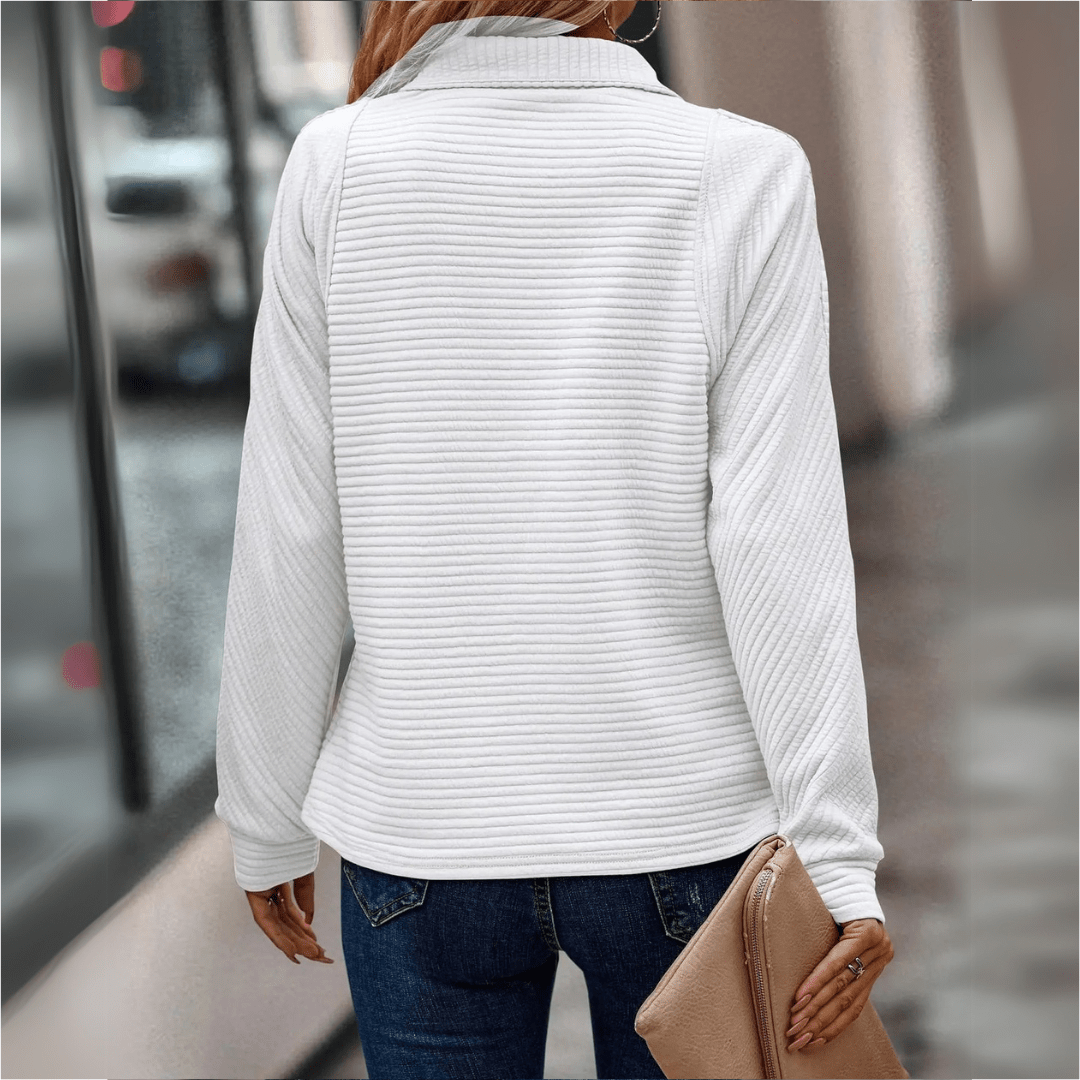 Amelia Cortland | Ribbed Half-Zip Pullover For Women