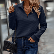 Amelia Cortland | Ribbed Half-Zip Pullover For Women