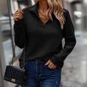 Amelia Cortland | Ribbed Half-Zip Pullover For Women