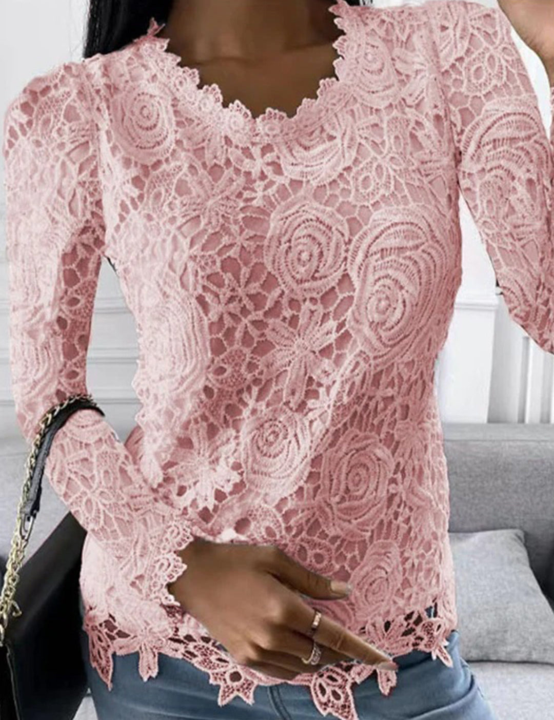 Amélie Laurent | Lace Long Sleeve Blouse For Women