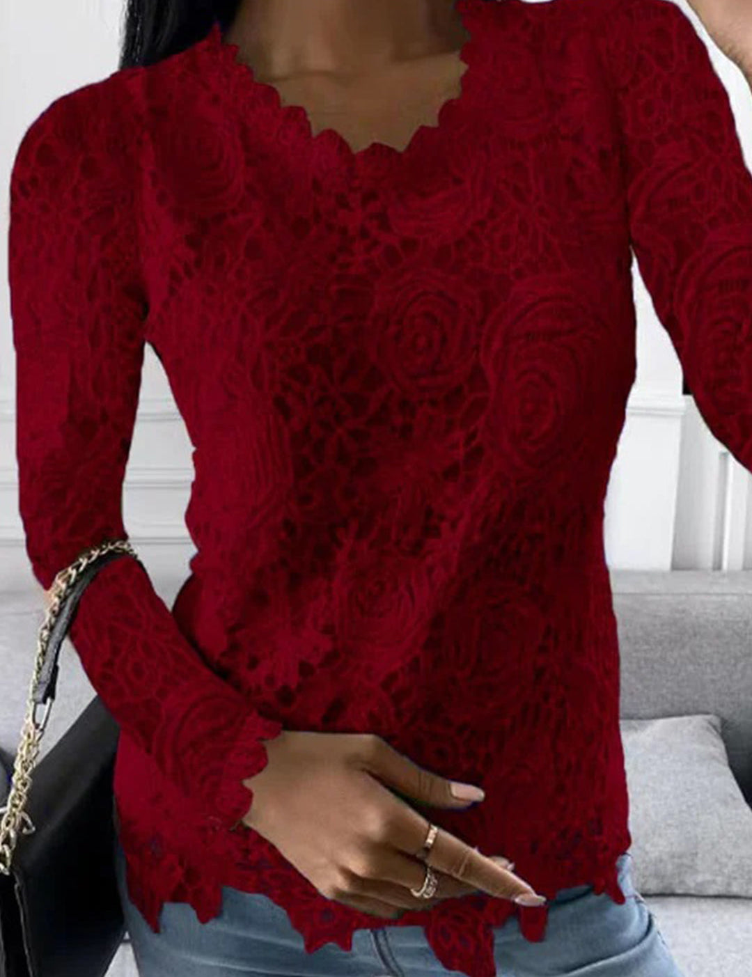 Amélie Laurent | Lace Long Sleeve Blouse For Women