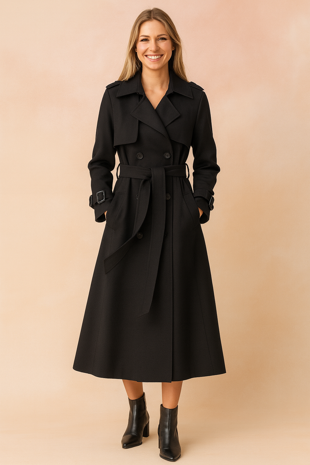 Clarisse Montague | Belted Longline Trench Coat For Women