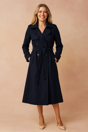 Clarisse Montague | Belted Longline Trench Coat For Women