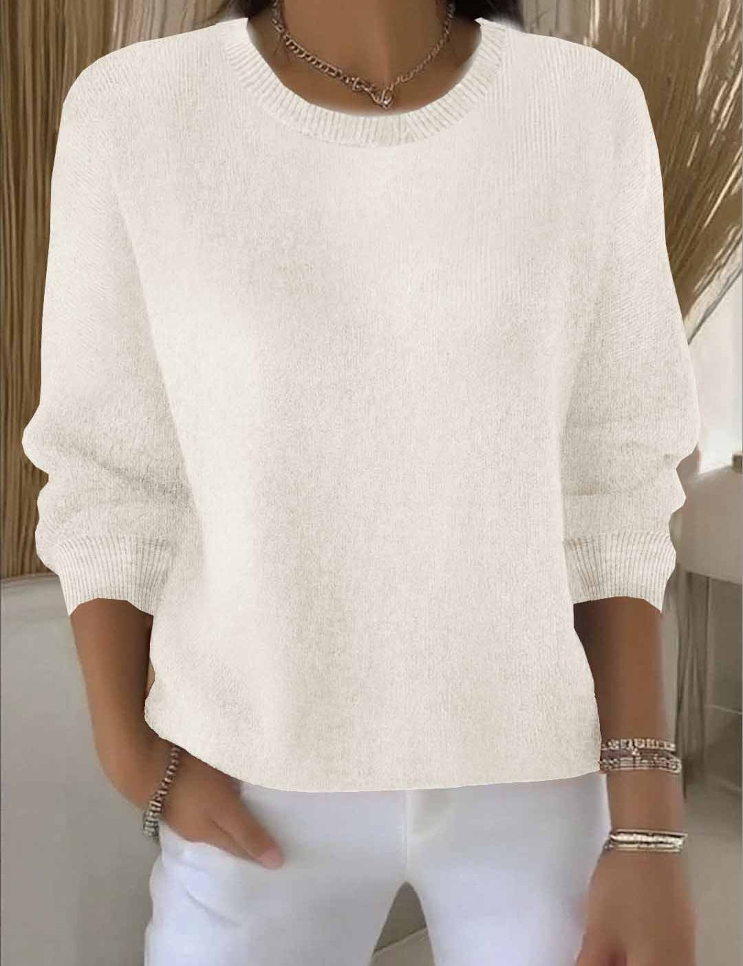 Thessaly Wrentford | Yellow Crew Neck Knit Sweater