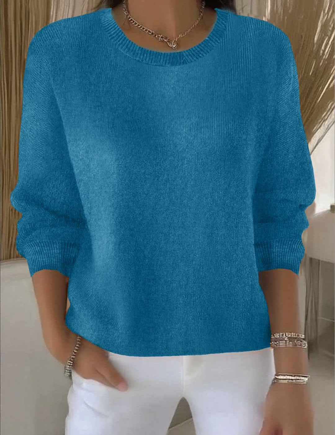 Thessaly Wrentford | Yellow Crew Neck Knit Sweater