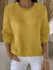 Thessaly Wrentford | Yellow Crew Neck Knit Sweater