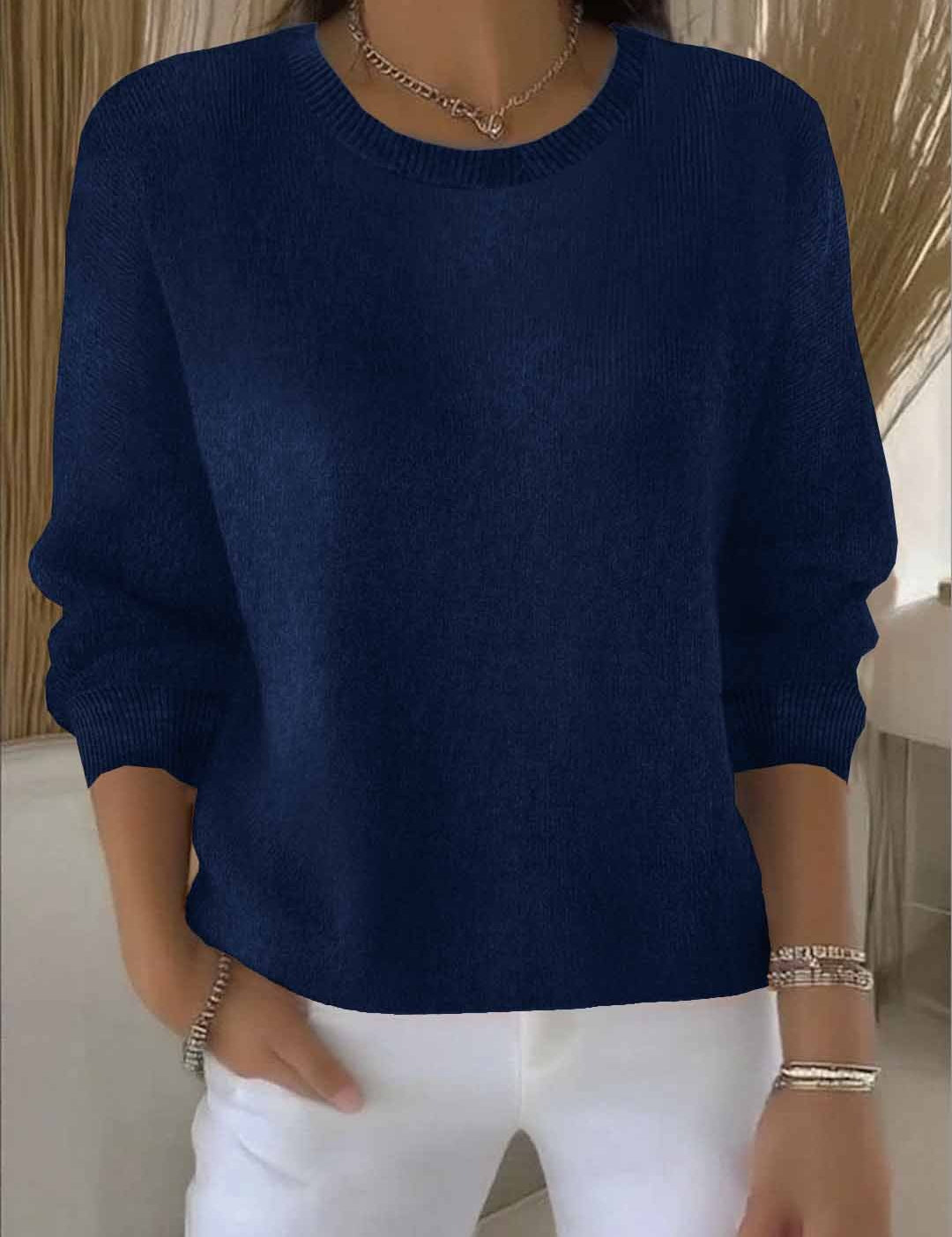 Thessaly Wrentford | Yellow Crew Neck Knit Sweater