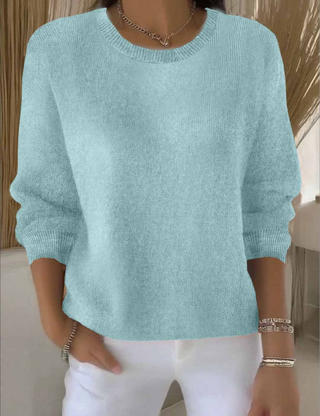 Thessaly Wrentford | Yellow Crew Neck Knit Sweater