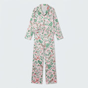 Fireside Glow | Pink Holly Print Christmas Pyjamas For Women