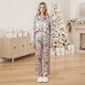 Fireside Glow | Pink Holly Print Christmas Pyjamas For Women