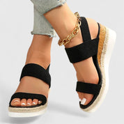 Vivienne Caldecrost | Black Espadrille Wedge Orthopedic Sandals