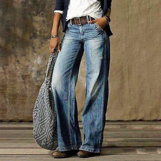 Clarisse Beaumont | High Waist Wide Leg Jeans Retro Flare Denim