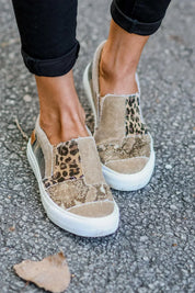 Rosalind Fenwick | Leopard Patchwork Canvas Slip-On Sneakers
