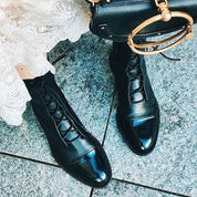 Evangeline Duskmore | Black Lace-Up Leather Combat Boots