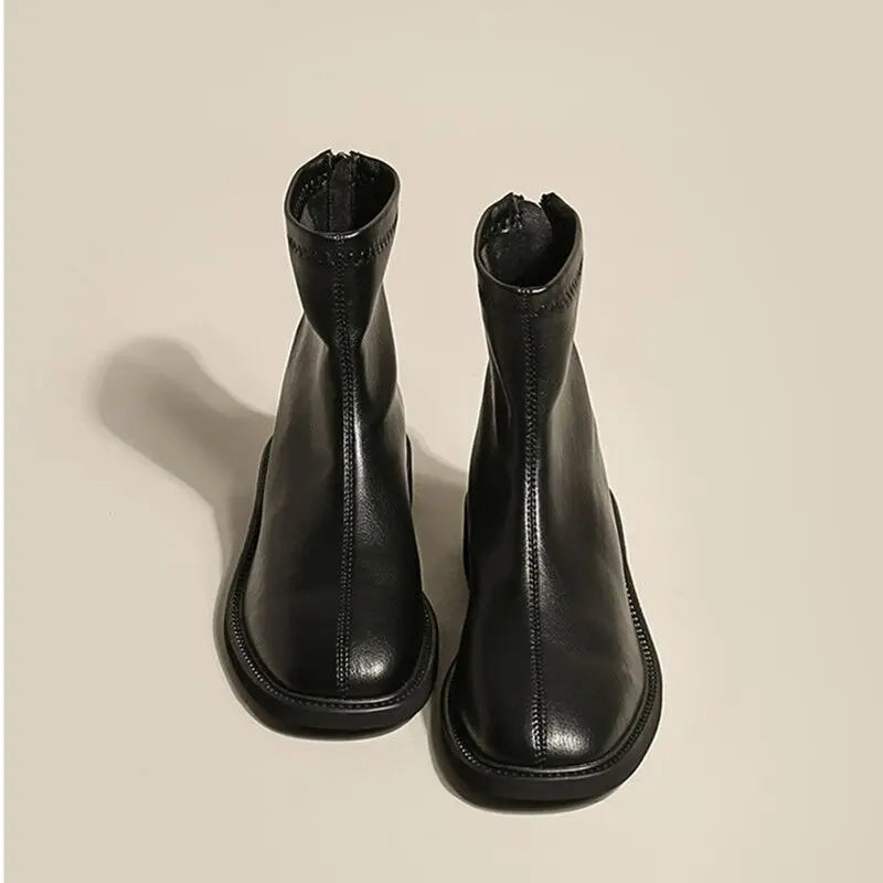 Ines Beaumarchais | Cream Leather Chelsea Boots For Women