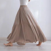 Ophélie Drantford | Flowing Cotton Linen Maxi Skirt in Beige