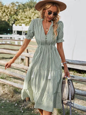 Rosalind Chevalier | Striped Boho Midi Dress For Women