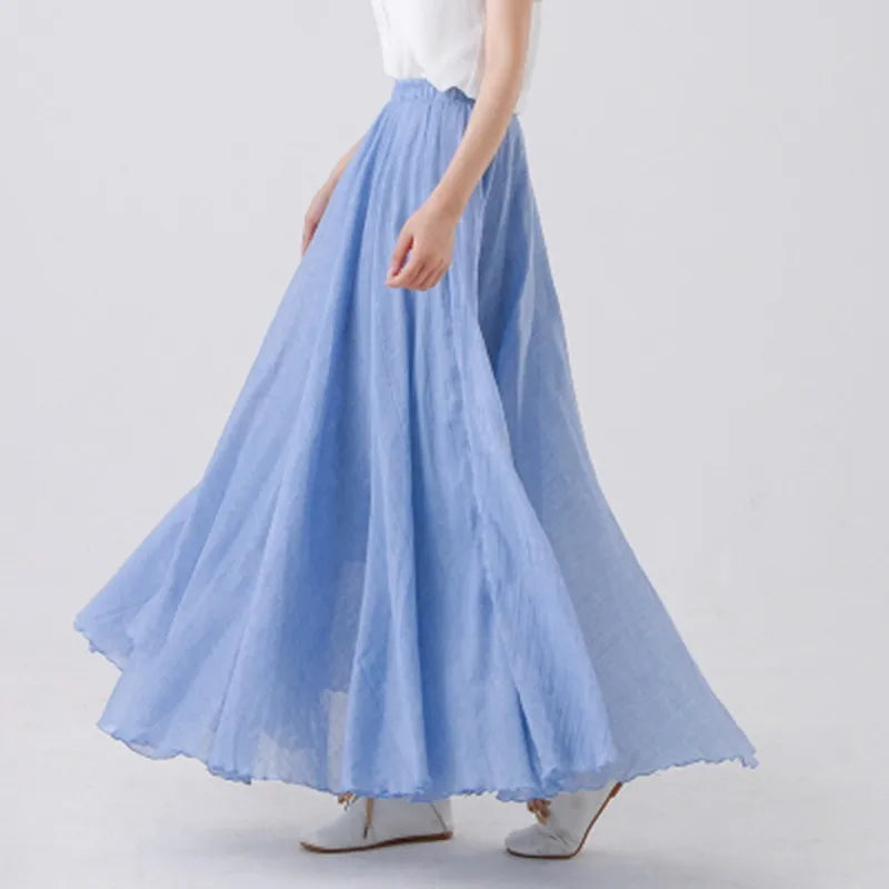 Ophélie Drantford | Flowing Cotton Linen Maxi Skirt in Beige