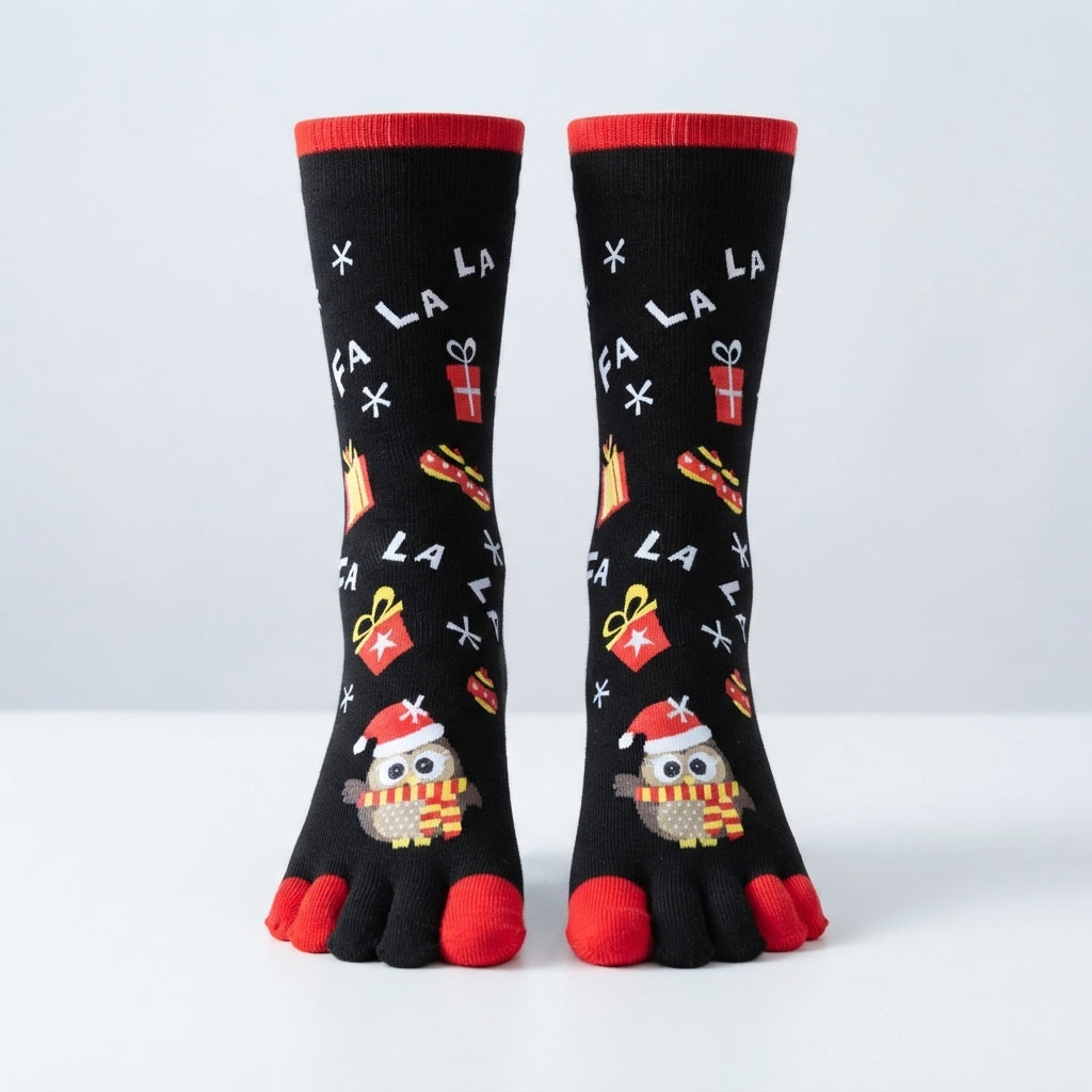 Harper Delacourt | Festive Santa Five-Toe Christmas Socks For Women