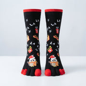 Harper Delacourt | Festive Santa Five-Toe Christmas Socks For Women