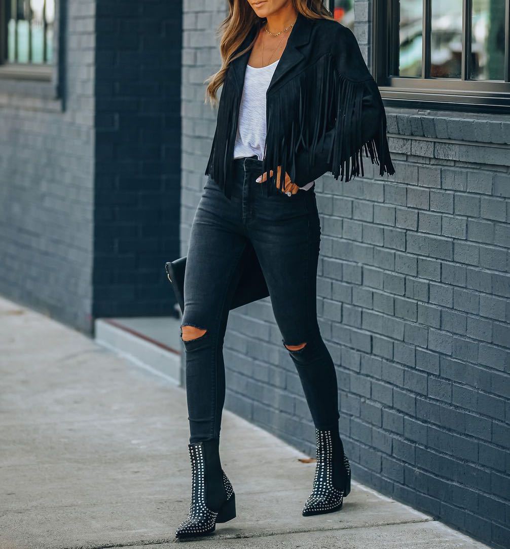 Sienna Valmont | Cropped Fringe Jacket For Women