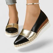 Seraphina Colville | Metallic Espadrille Wedge Slip-On Shoes