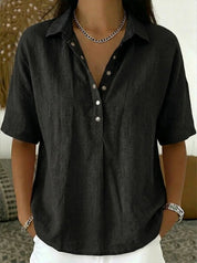 Margot Ellison | Linen Button-Up Collar Shirt For Women